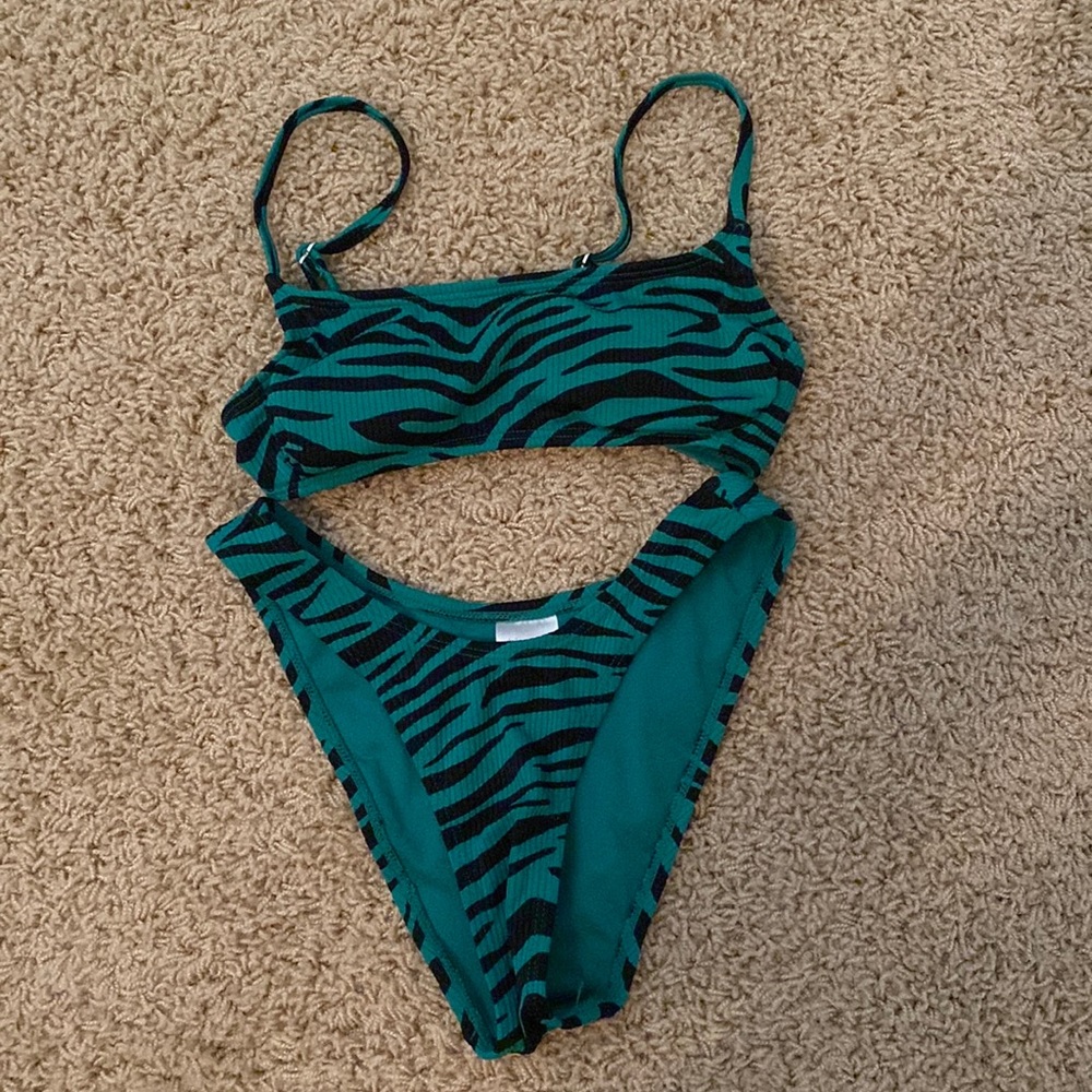 green zebra target bikini